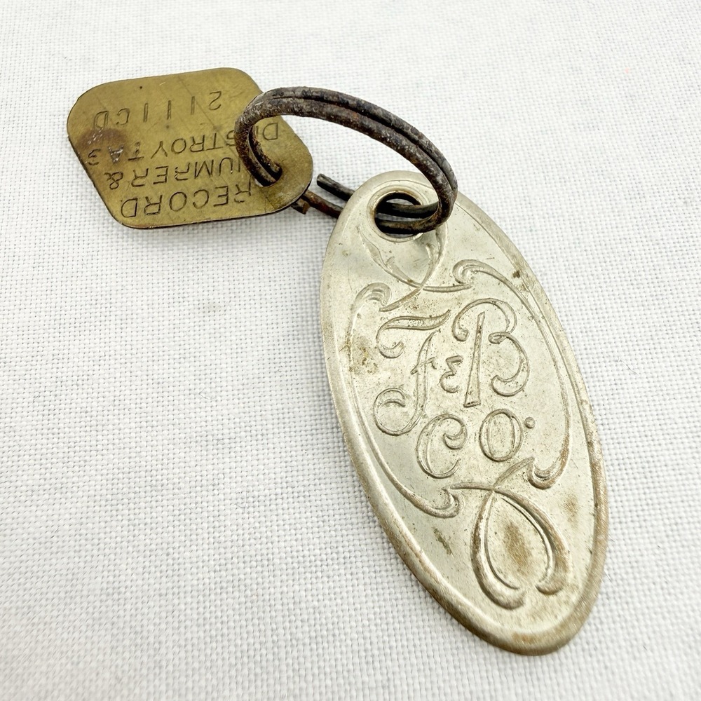 Vintage Famous & Barr Co Dept Store Key Fob & "Record & Destroy" Tag No. 103775